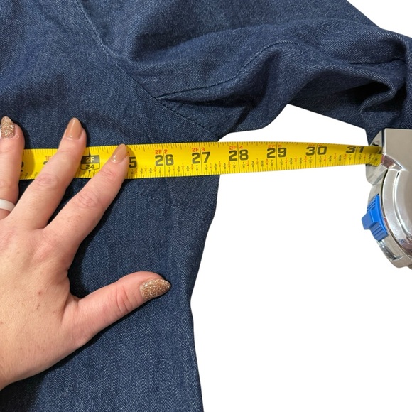 Woman Within Blue Denim Jean Jacket Blazer Snap Button Closure Women’s Size 22 w - Picture 5 of 6